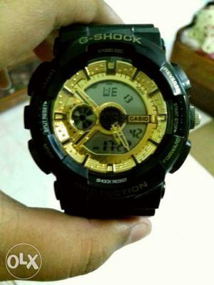 Round Black And Gold Casio G-Shock Digital Chronograph Watch