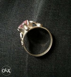 Silver Ring With Red Gemstone