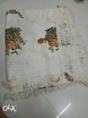 White And Brown Floral double bed bedsheet