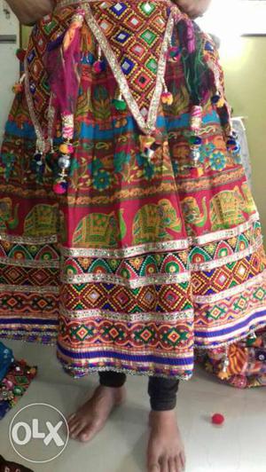 Women's Brown And Blue Floral Traditional Dress