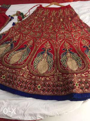 Women's Red And Brown Skirt