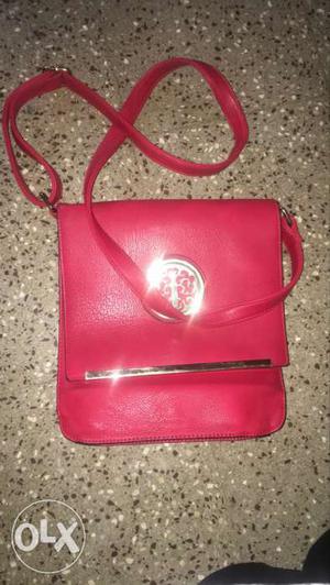 Women's Red Leather Sling Bag