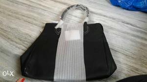 Black And Gray Fabric Tote Bag