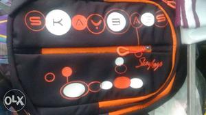 Black And Orange Printed Backpack