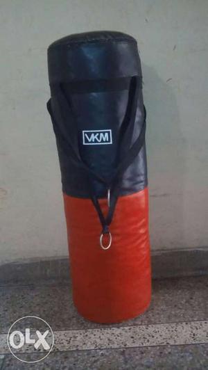 Black And Red VKM Leather Heavy Bag