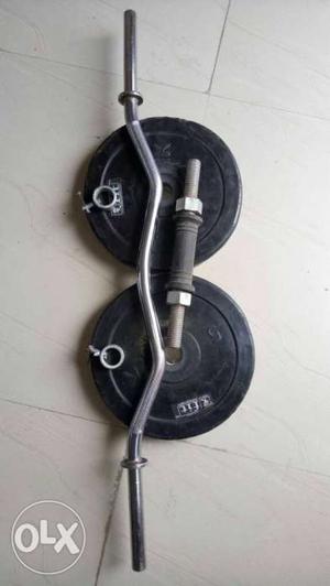 Black And Silver EZ Barbell Set