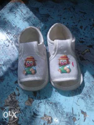 Children's Pair Of White Peep Toe Shoes