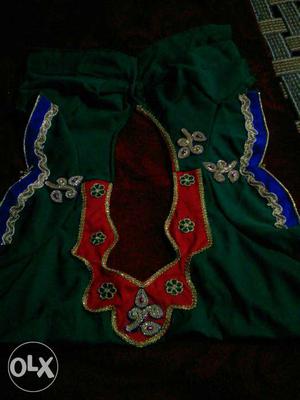 Green Satin Traditional Dress
