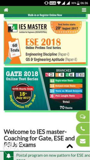 Ies Master Ese & Gate Online Test Series  All tests will