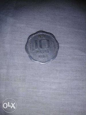 Indian currency 10 paise coin 
