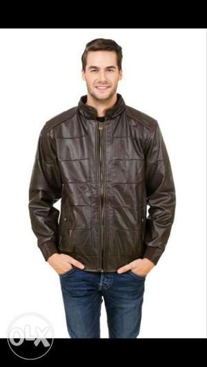 Men's Black Zip-up Leather Jacket