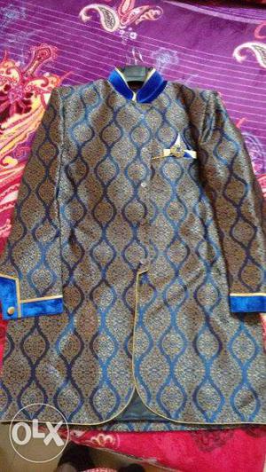 Navy blue Sherwani /Brocade Fabric/ baloon chudidar style