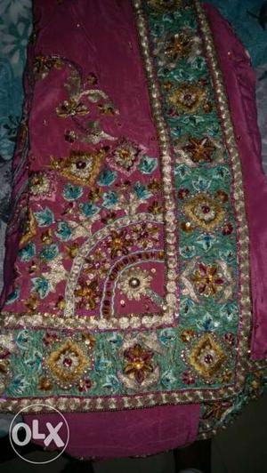 Pink, Blue And Yellow Floral Dupatta