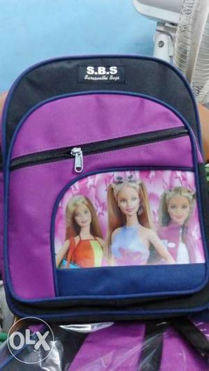 Purple And Black Barbie Backpack