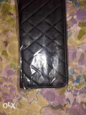 Quilted Black Leather Long Wallet