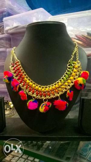Red, Yellow, And Green Bib Necklace
