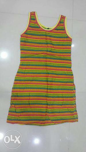 Red, Yellow, And Green Scoop-neck Sleeveless Top