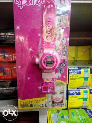Round Pink Barbie Digital Watch Pack