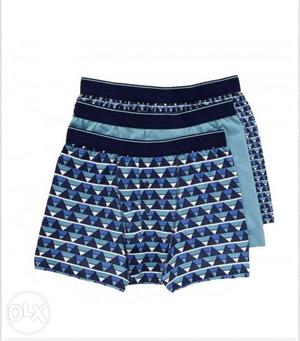 Three Black-and-blue And Blue Shorts