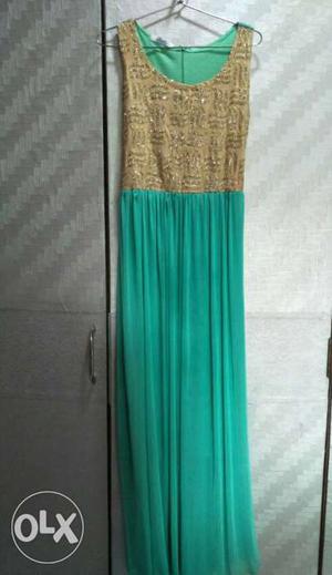 Type:Gown, Color:Light Green, Design:Sparkles,