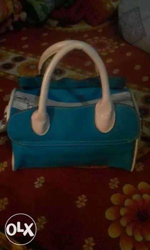 Women's Blue And White Hand Bag