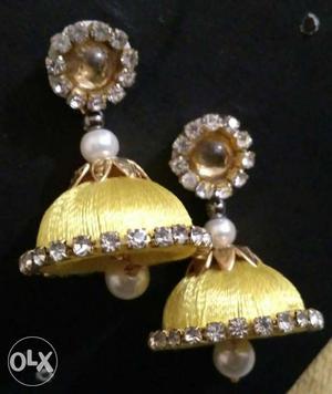Yellow,Red,Golden color jhumkas