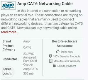 Amp Cat 6 Networking Cable Used two remaining cable