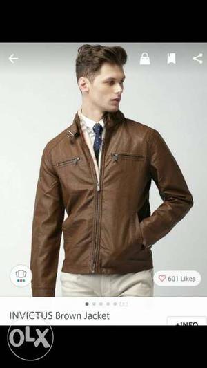 BROWN Leather jacket (INVICTUS) size:L BRAND NEW