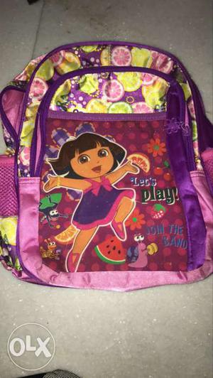Back pack.. embossed glittering DORA. size about