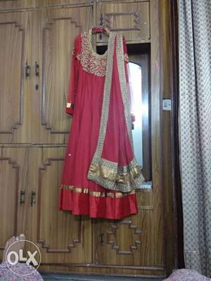 Beautiful Red & Golden traditional full length