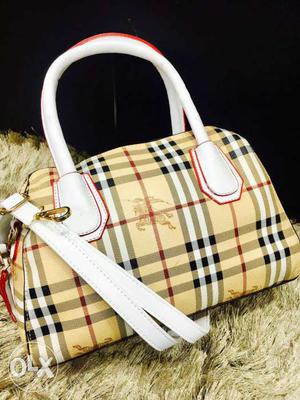Brown And White and red Shoulder Bag