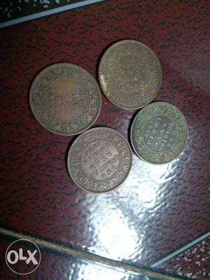 Four Brown Round Coins