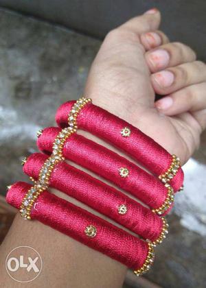 Four Red Silk-thread Bangles