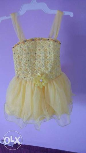 Girl's Yellow Crochet Tank party Dress.