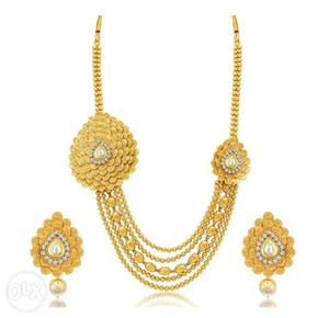 Gold-colored Bib Necklace And Earrings