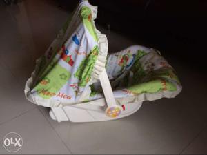 Gray, Green, And White Floral Car Infant Seat