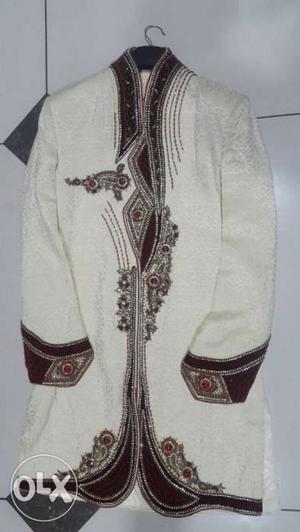 Maroon And Gray Floral Traditional Dress