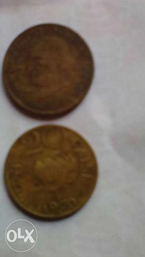 Old gandheeji head andlotus 20 pase coins