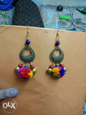 Pair Of Multicolored Jhumka Earrings