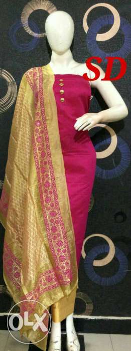 Pink Tube Dress And Yellow Dupatta