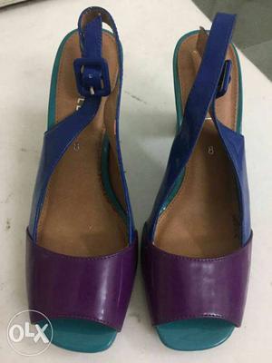 Purple And Blue Patent Leather Open-toe Ankle-strap Sandals