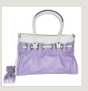 Purple And White Tote Ladies Handbag
