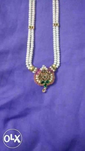 Real pearls and Ruby long traditional necklace