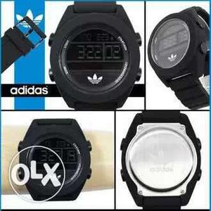 Round Black Adidas Digital Watch Collage