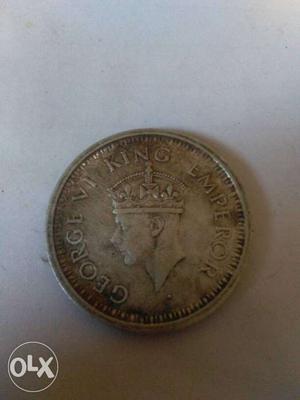Round King Emperor George VI Silver Coin