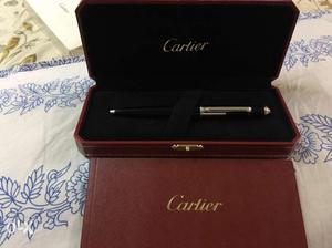 Silver And Black Cartier Pen In Box