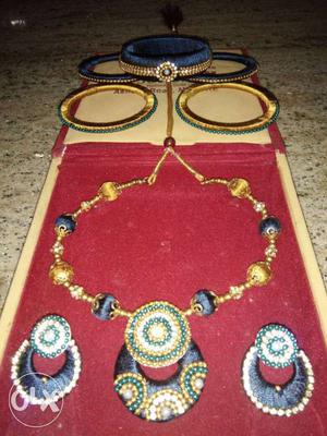 Thread Necklace And Earrings