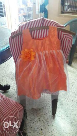 Toddler Girl's Orange Sleeveless Mini Dress