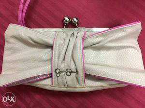 White And Pink Leather Purse