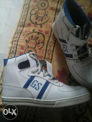 White-and-blue GS High-top Sneakers